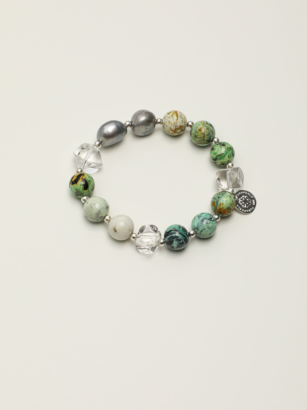 Clear Quartz & Variscite Baroque Bracelet — clear quartz, variscite, baroque pearl, sterling silver | SENLORE