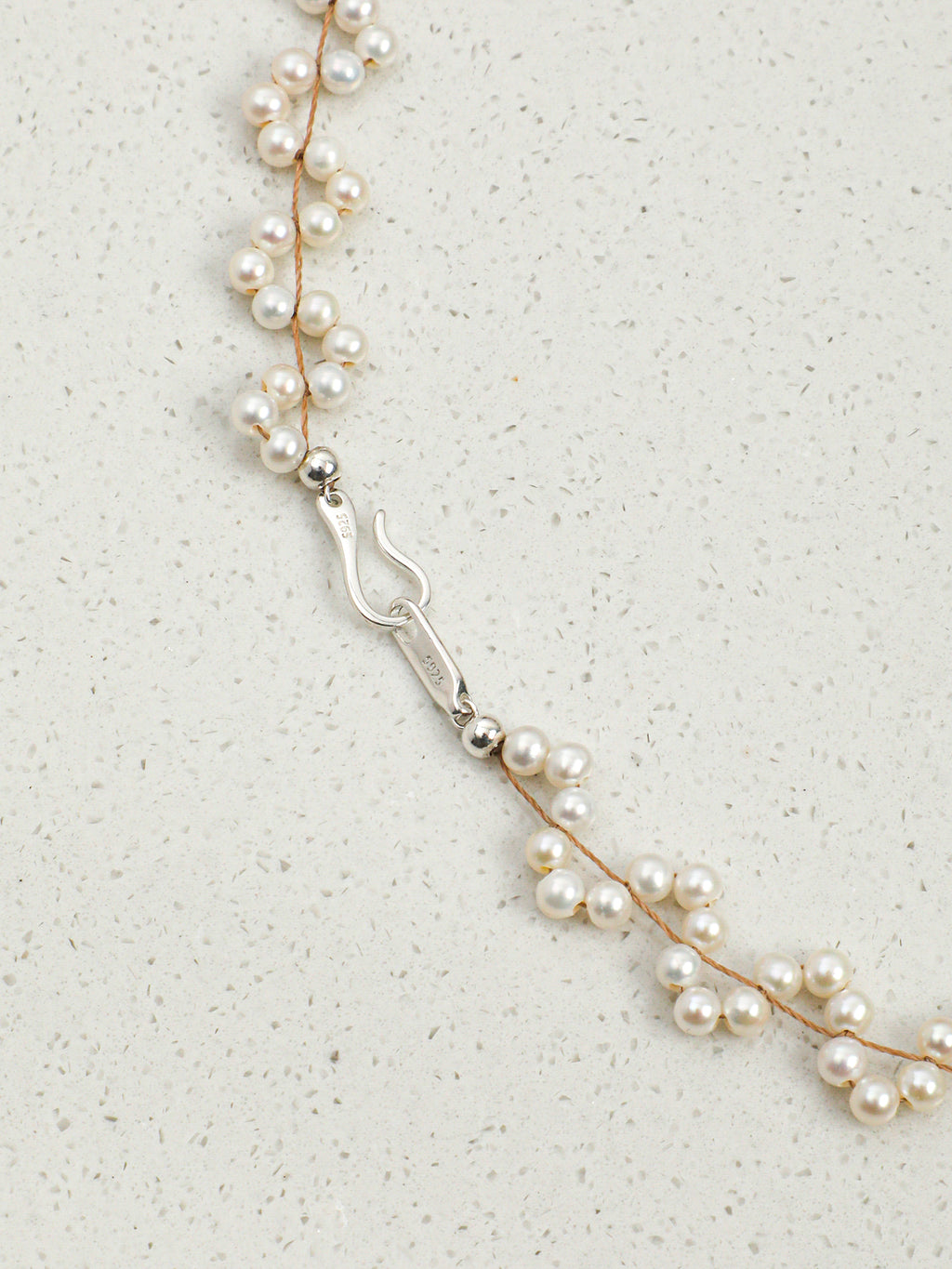 Tiger's Eye & Pearl Wave Necklace — tiger's eye, pearl, sterling silver | SENLORE