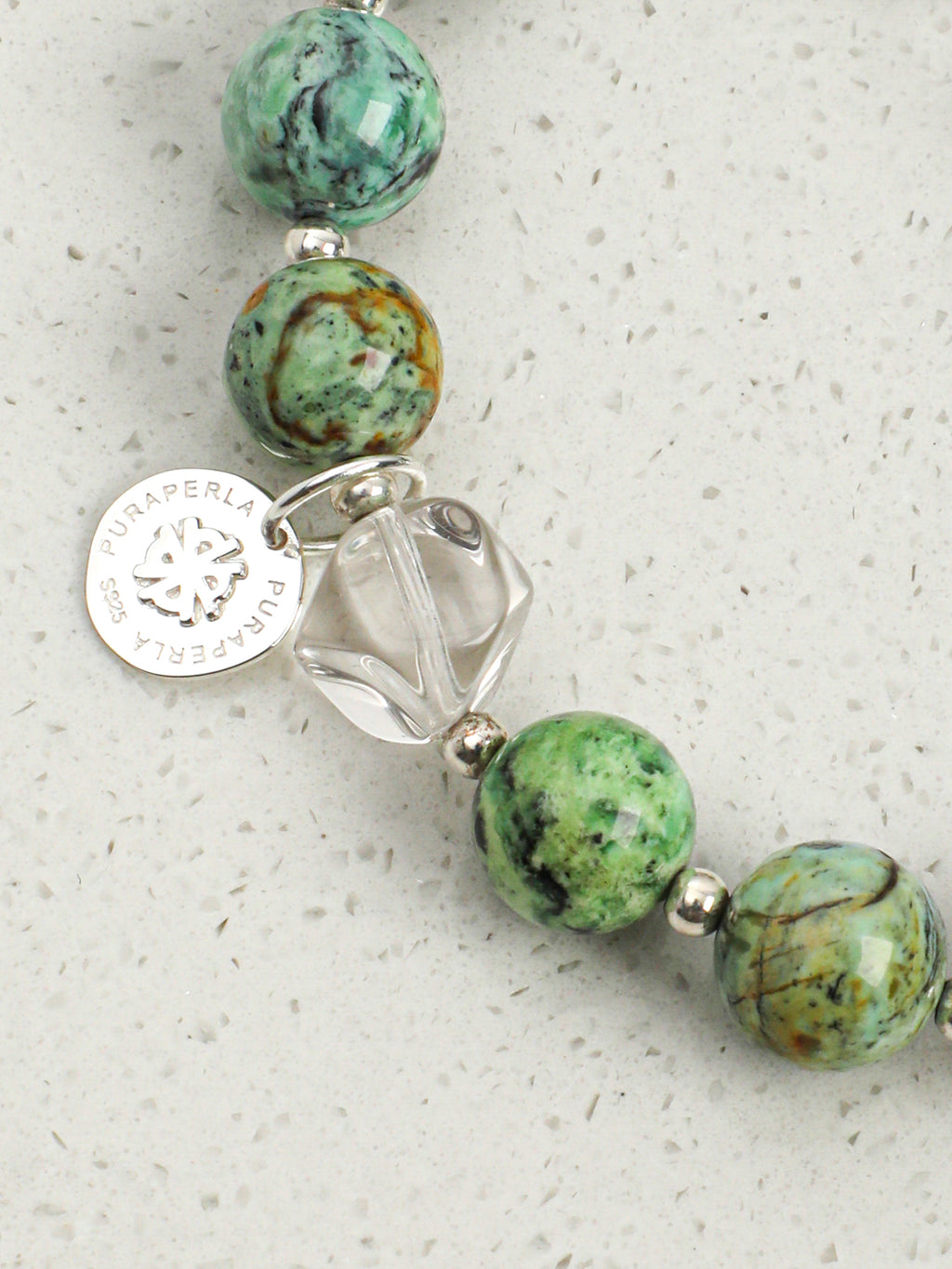 Clear Quartz & Variscite Baroque Bracelet — clear quartz, variscite, baroque pearl, sterling silver | SENLORE