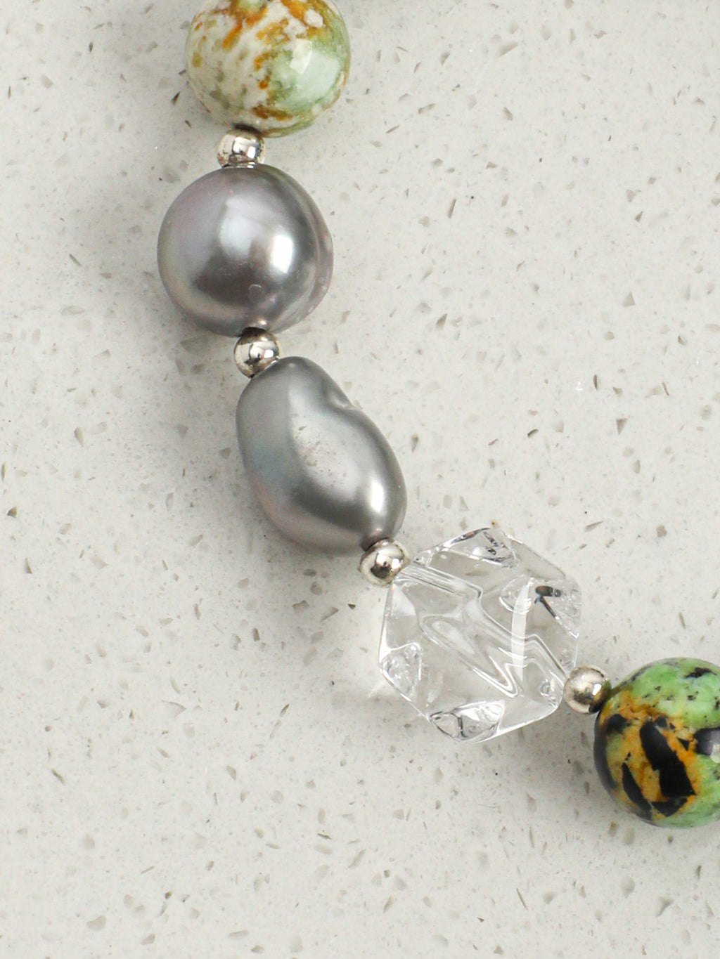 Clear Quartz & Variscite Baroque Bracelet — clear quartz, variscite, baroque pearl, sterling silver | SENLORE
