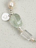 Blue Moonstone & Green Quartz Crystal Bracelet — blue moonstone, green quartz, clear quartz, black galaxite, sterling silver | SENLORE
