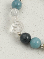 Blue Moonstone & Green Quartz Crystal Bracelet — blue moonstone, green quartz, clear quartz, black galaxite, sterling silver | SENLORE