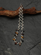 Tiger's Eye & Pearl Wave Necklace — tiger's eye, pearl, sterling silver | SENLORE