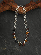 Tiger's Eye & Pearl Wave Necklace — tiger's eye, pearl, sterling silver | SENLORE