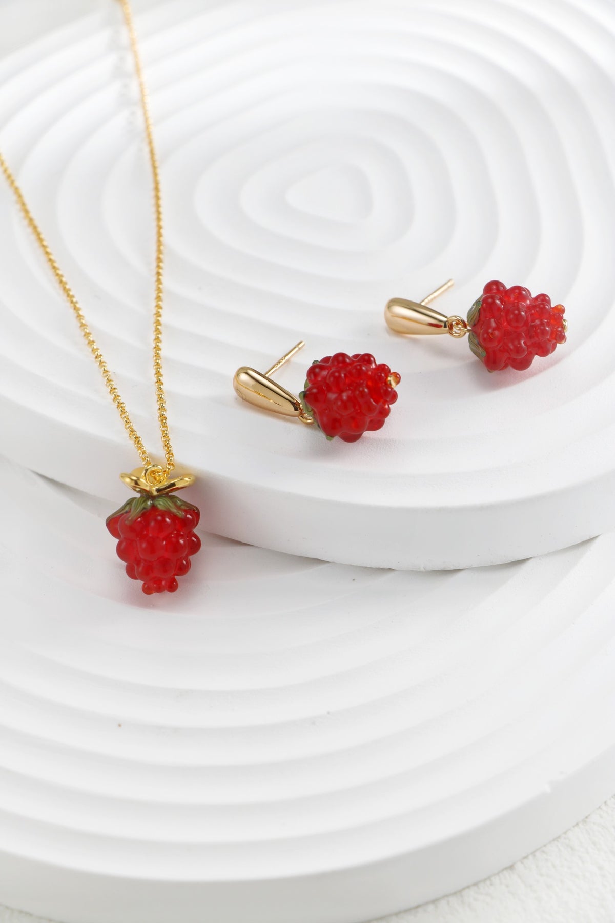 Raspberry Glass Earrings — Raspberry Glass & 18K Gold Vermeil | SENLORE