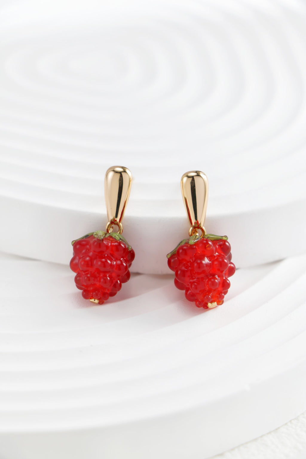Raspberry Glass Earrings — Raspberry Glass & 18K Gold Vermeil | SENLORE