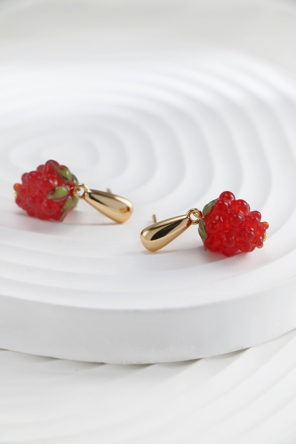 Raspberry Glass Earrings — Raspberry Glass & 18K Gold Vermeil | SENLORE