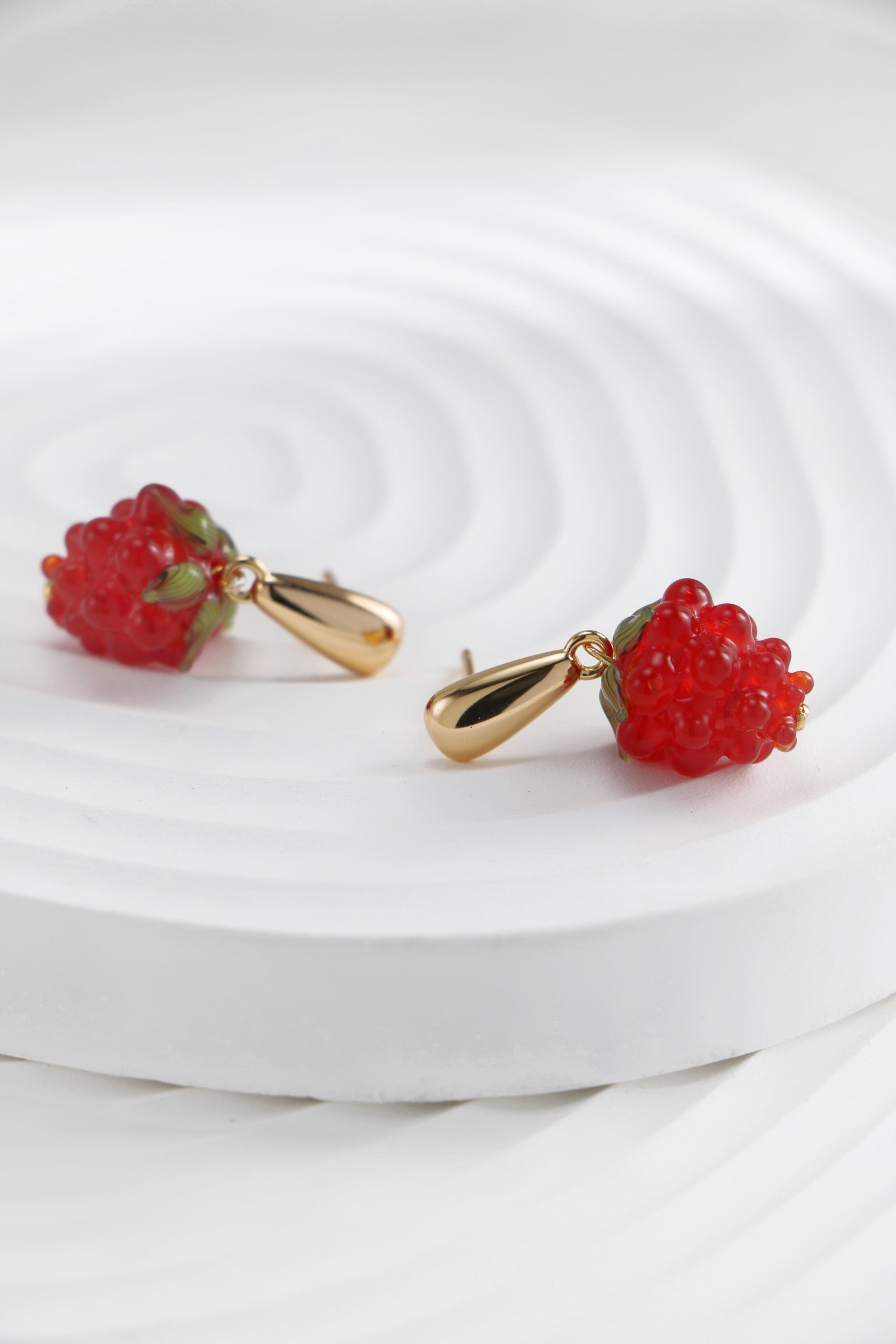Raspberry Glass Earrings — Raspberry Glass & 18K Gold Vermeil | SENLORE