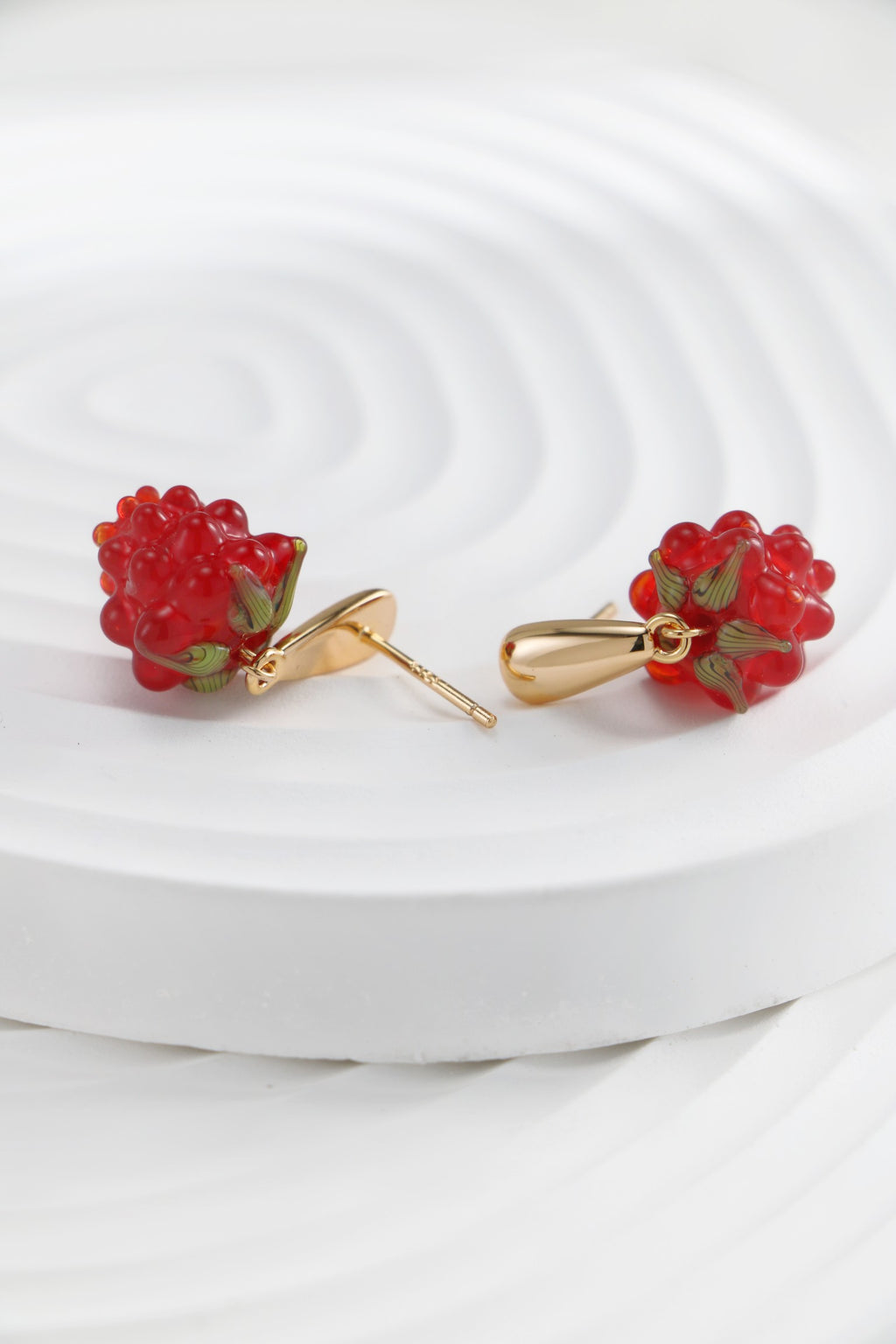 Raspberry Glass Earrings — Raspberry Glass & 18K Gold Vermeil | SENLORE