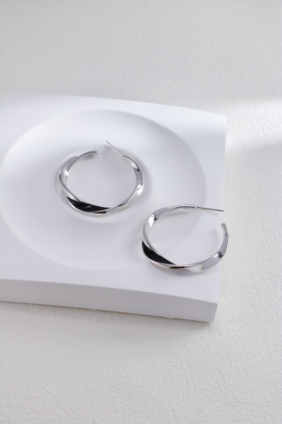 Black Enamel Hoop Earrings — Black Enamel & Sterling Silver | SENLORE
