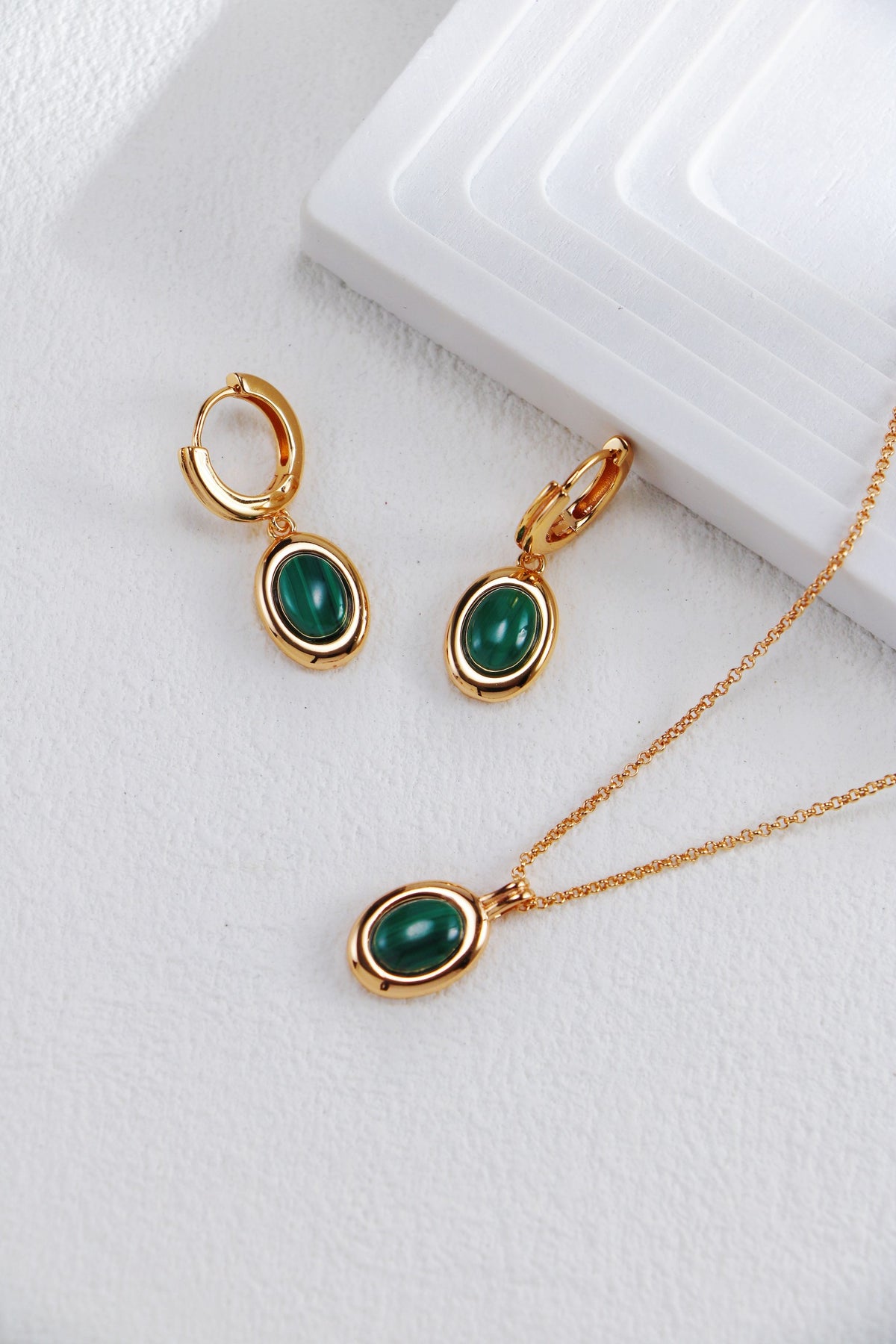Malachite Drop Earrings — Malachite & 18K Gold Vermeil | SENLORE
