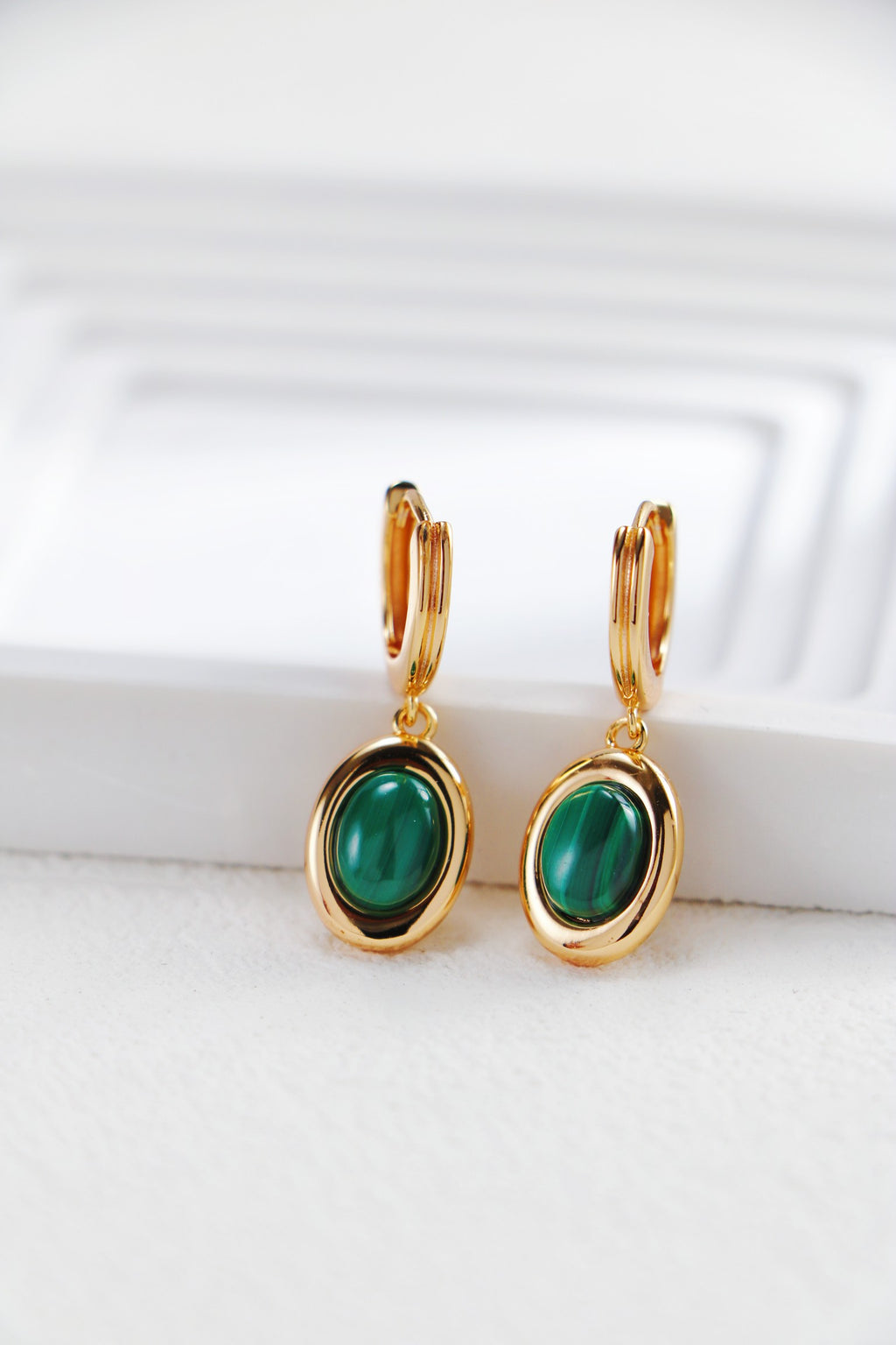 Malachite Drop Earrings — Malachite & 18K Gold Vermeil | SENLORE