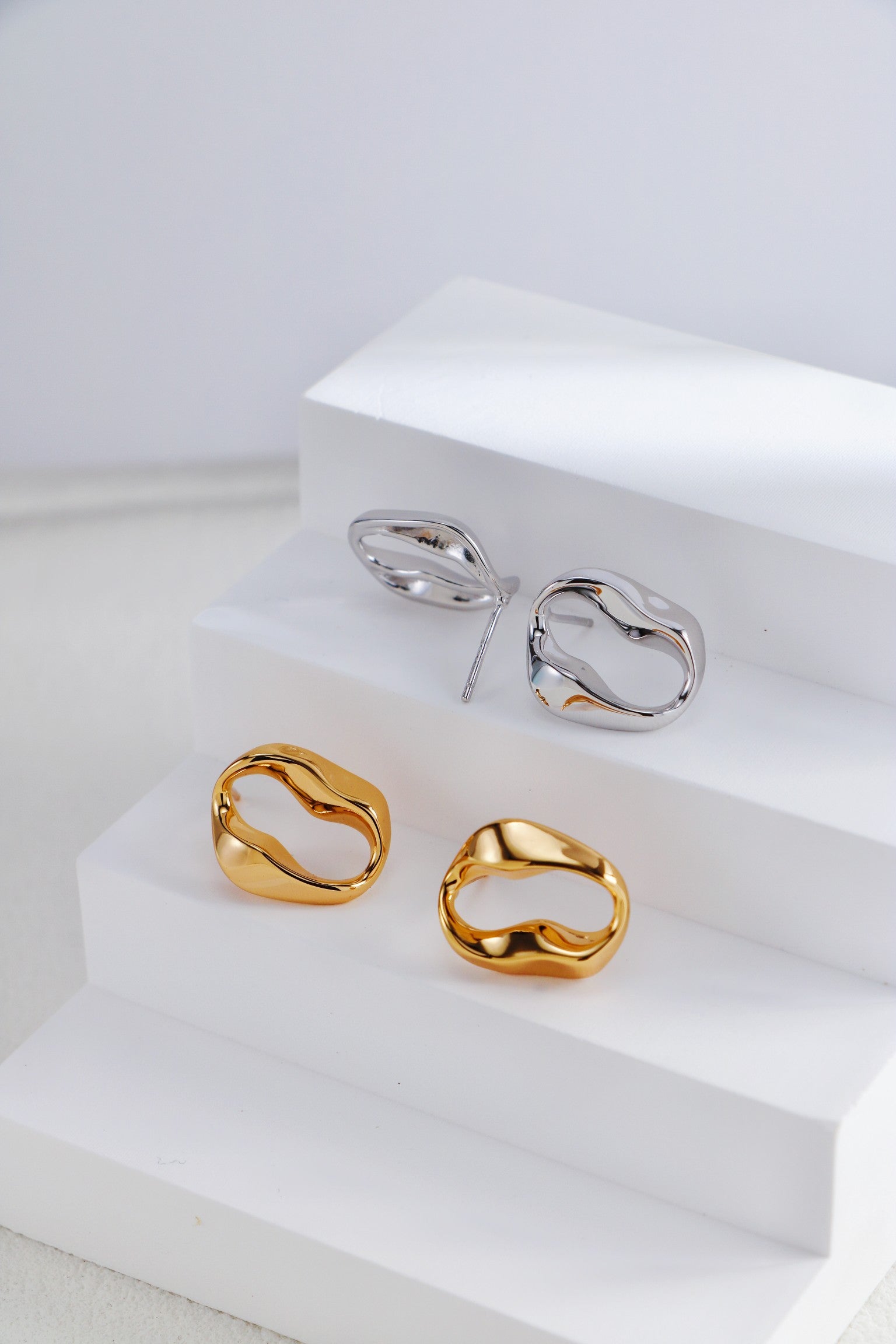 Two-Tone Drop Earrings — Two-Tone Sterling Silver & 18K Gold Vermeil | SENLORE