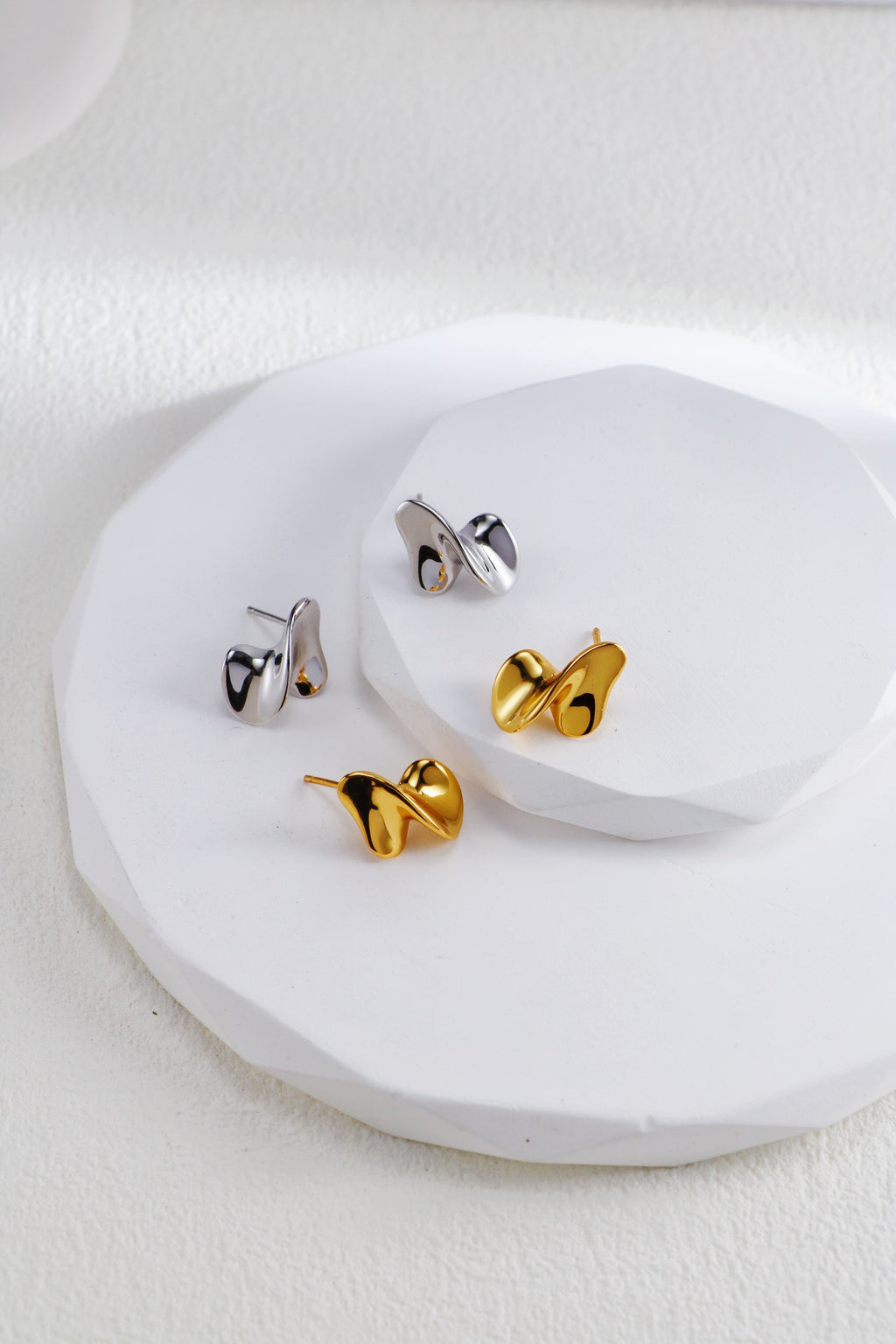Two-Tone Drop Earrings — Two-Tone Sterling Silver & 18K Gold Vermeil | SENLORE