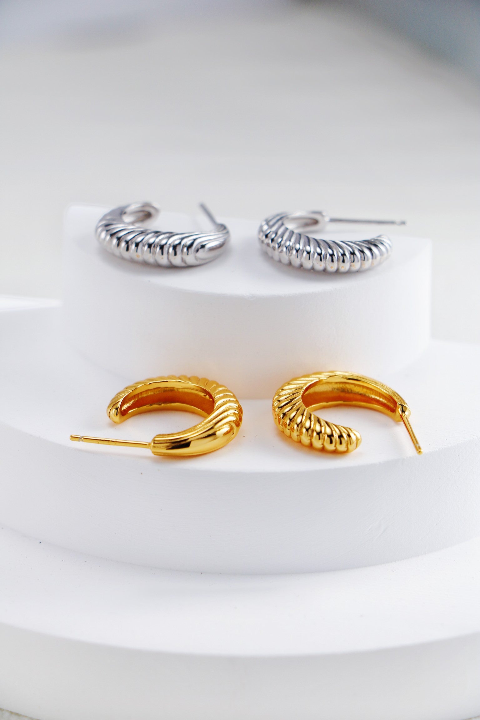 Horn-Texture Drop Earrings — 18K Gold Vermeil & Sterling Silver | SENLORE