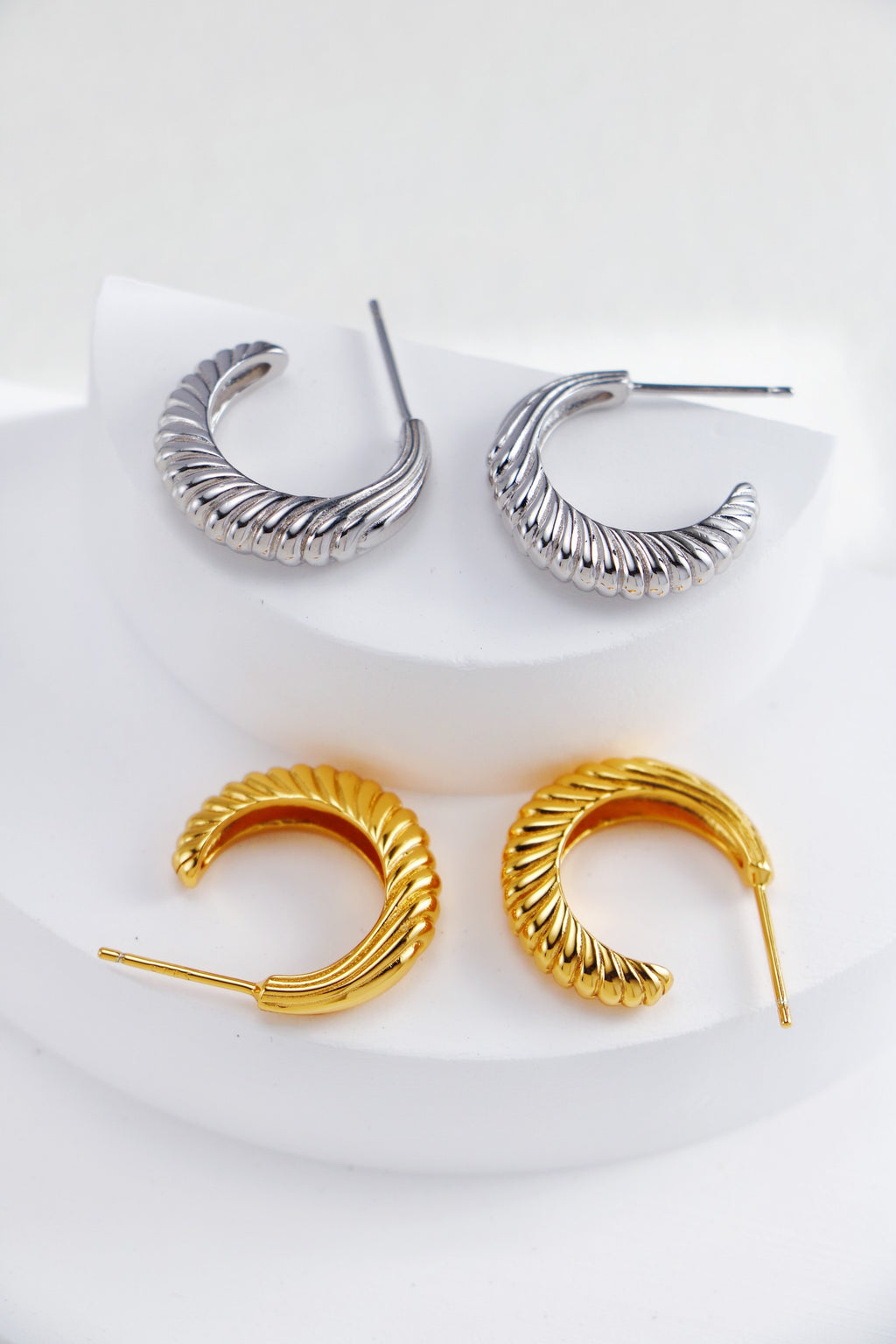 Horn-Texture Drop Earrings — 18K Gold Vermeil & Sterling Silver | SENLORE