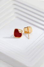 Red Enamel Stud Earrings — Red Enamel & 18K Gold Vermeil | SENLORE