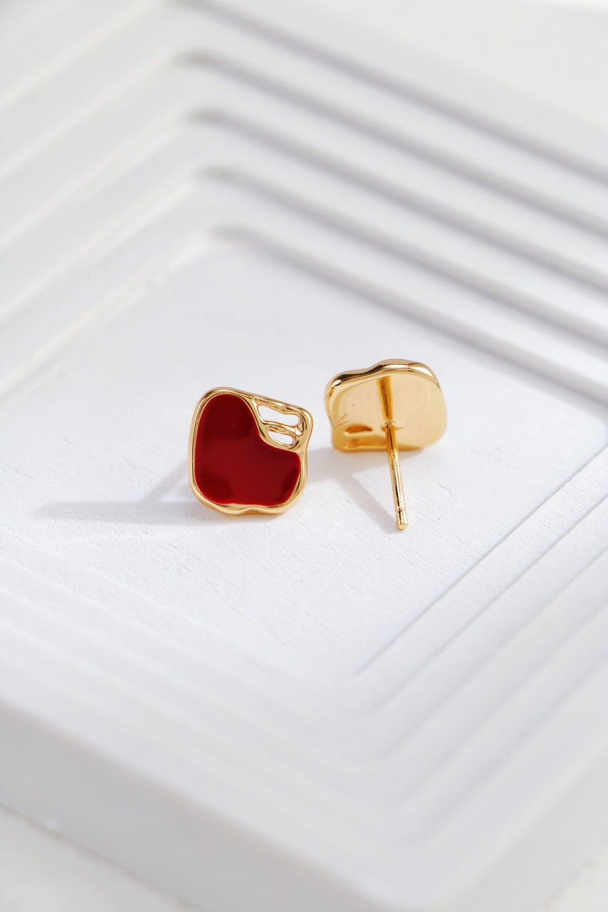 Red Enamel Stud Earrings — Red Enamel & 18K Gold Vermeil | SENLORE