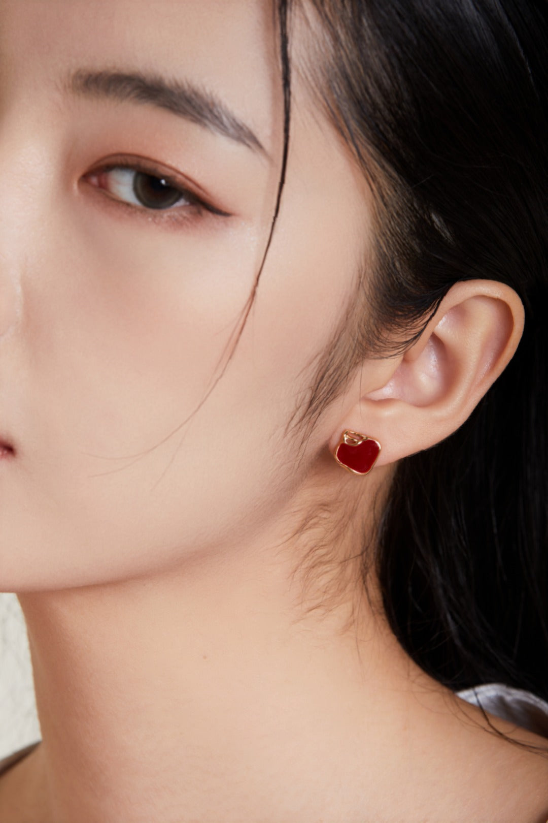 Red Enamel Stud Earrings — Red Enamel & 18K Gold Vermeil | SENLORE