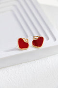 Red Enamel Stud Earrings — Red Enamel & 18K Gold Vermeil | SENLORE