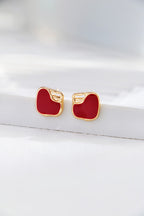 Red Enamel Stud Earrings — Red Enamel & 18K Gold Vermeil | SENLORE