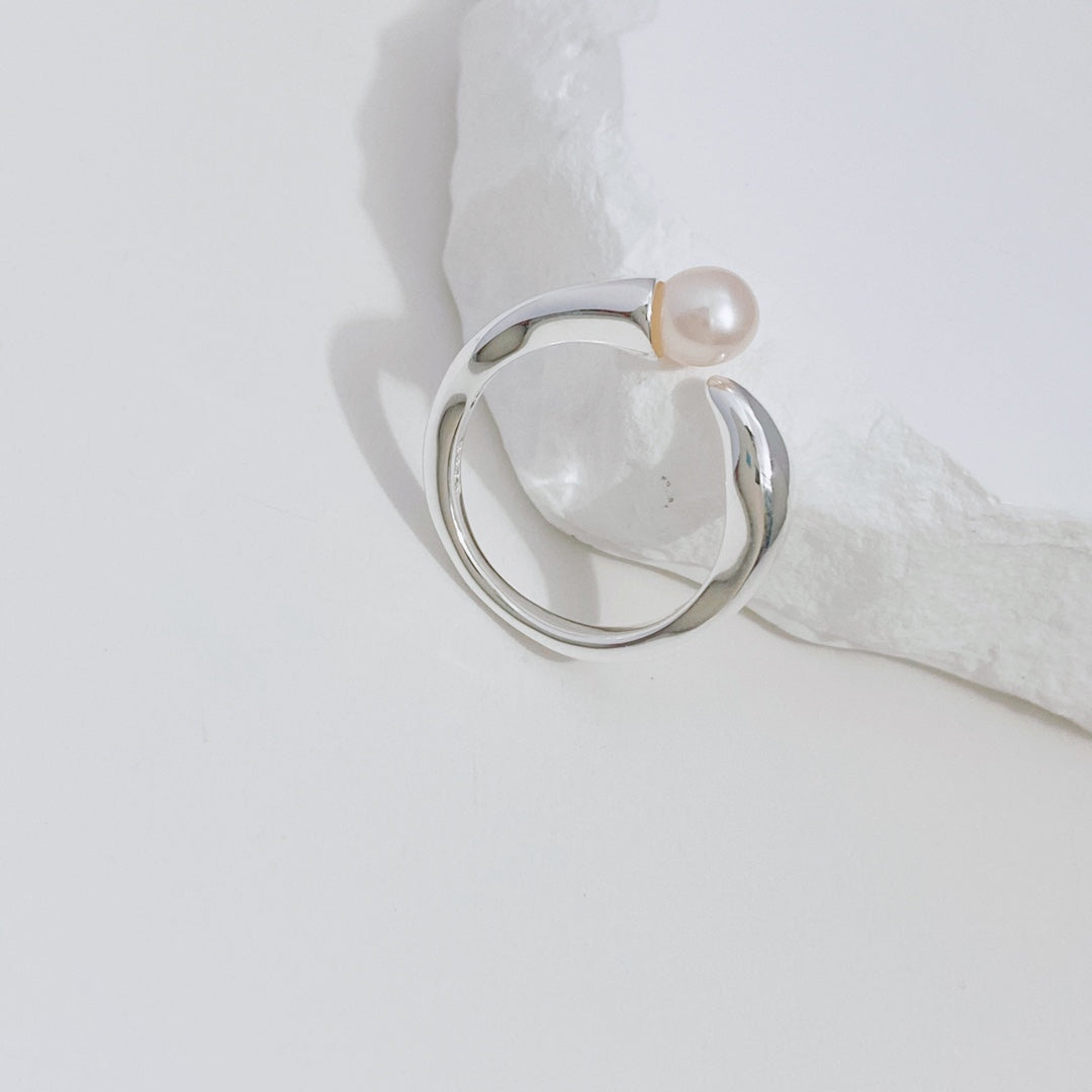 Freshwater Pearl Open Ring — Pearl & Sterling Silver | SENLORE