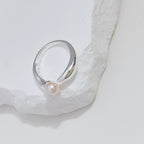 Freshwater Pearl Open Ring — Pearl & Sterling Silver | SENLORE