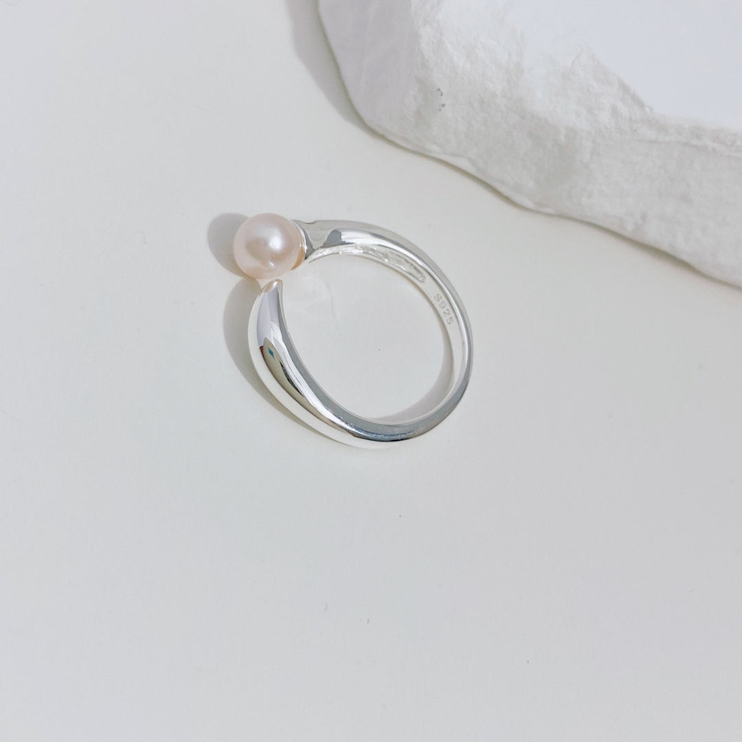 Freshwater Pearl Open Ring — Pearl & Sterling Silver | SENLORE