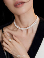 SENLORE Rice Grain Pearl Necklace – Front View