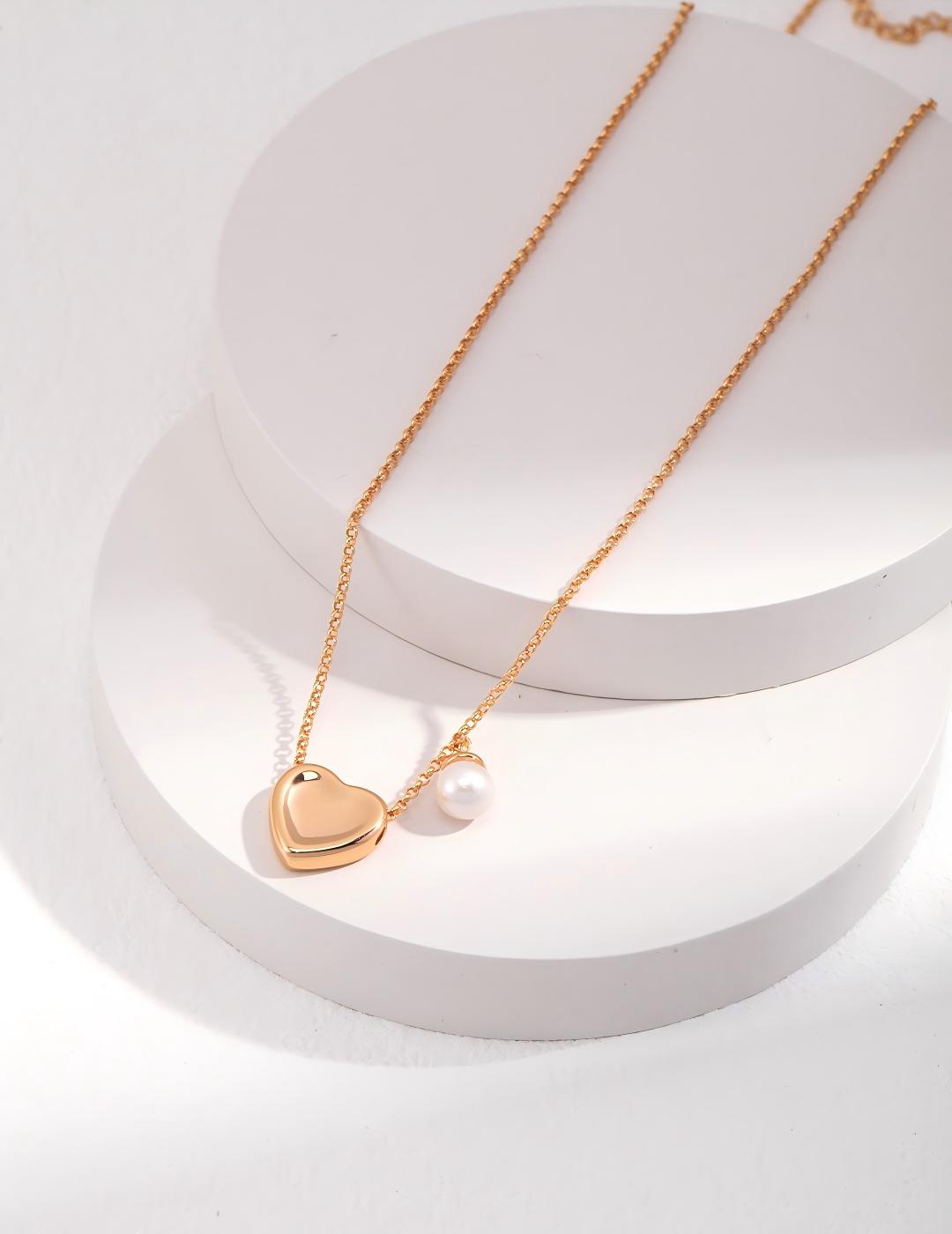 Reversible Heart Pearl Necklace — Sterling Silver, 18K Gold Vermeil, natural freshwater pearl | SENLORE