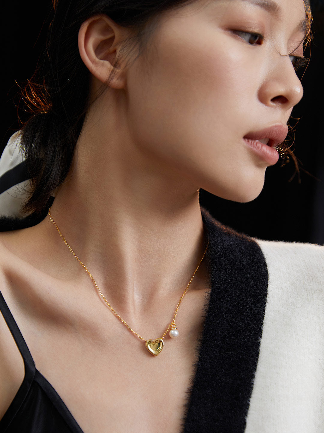 Reversible Heart Pearl Necklace — Sterling Silver, 18K Gold Vermeil, natural freshwater pearl | SENLORE