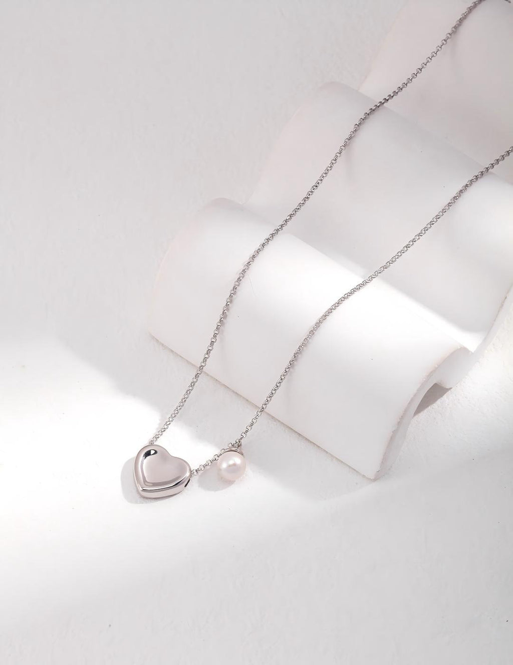 Reversible Heart Pearl Necklace — Sterling Silver, 18K Gold Vermeil, natural freshwater pearl | SENLORE