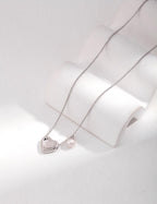 Reversible Heart Pearl Necklace — Sterling Silver, 18K Gold Vermeil, natural freshwater pearl | SENLORE