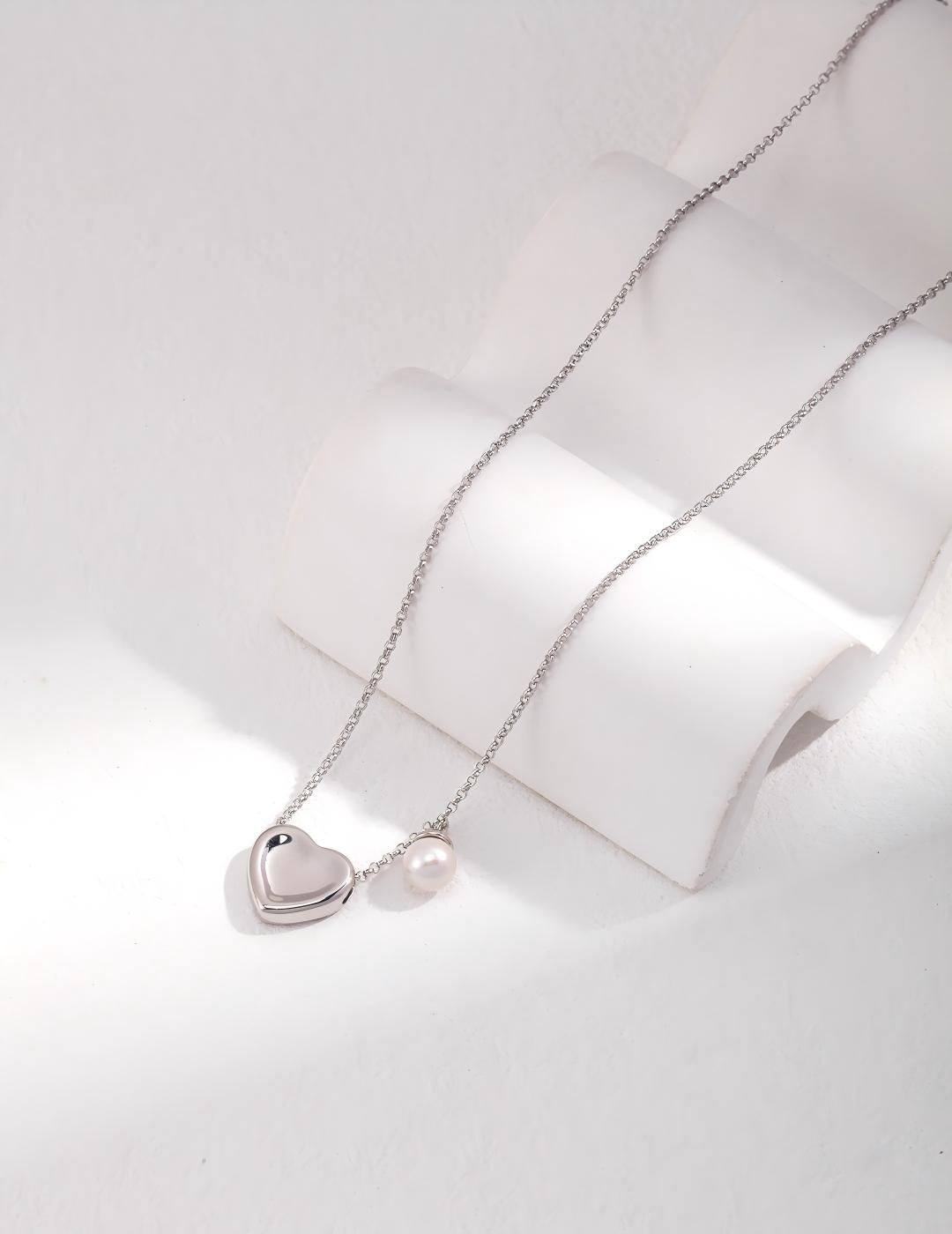 Reversible Heart Pearl Necklace — Sterling Silver, 18K Gold Vermeil, natural freshwater pearl | SENLORE