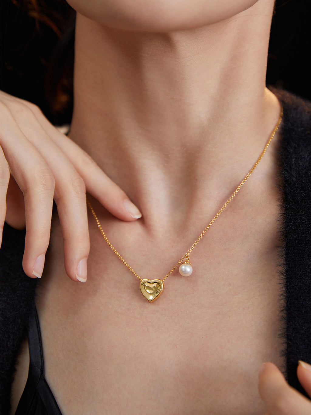 Reversible Heart Pearl Necklace — Sterling Silver, 18K Gold Vermeil, natural freshwater pearl | SENLORE