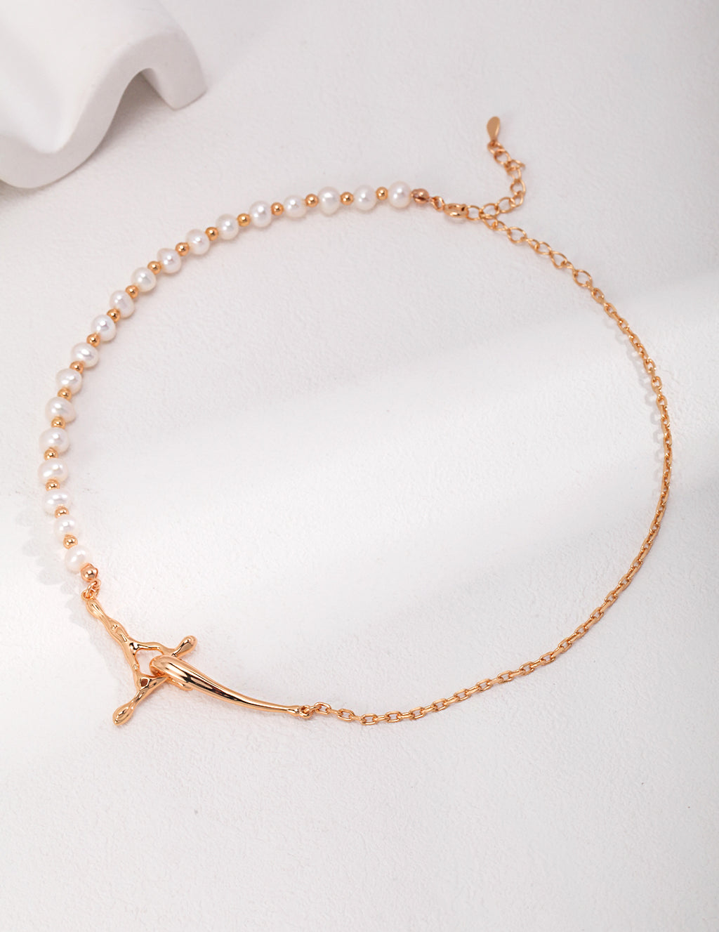 SENLORE Sterling Silver Pearl Necklace – Front View