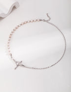 SENLORE Sterling Silver Pearl Necklace – Side View