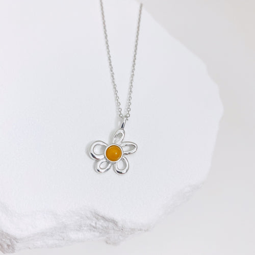 Amber Flower Necklace — Amber, Sterling Silver & 18K Gold Vermeil | SENLORE