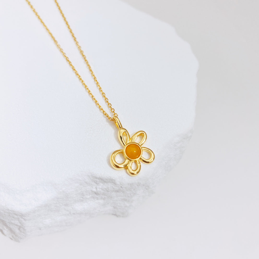 Amber Flower Necklace — Amber, Sterling Silver & 18K Gold Vermeil | SENLORE