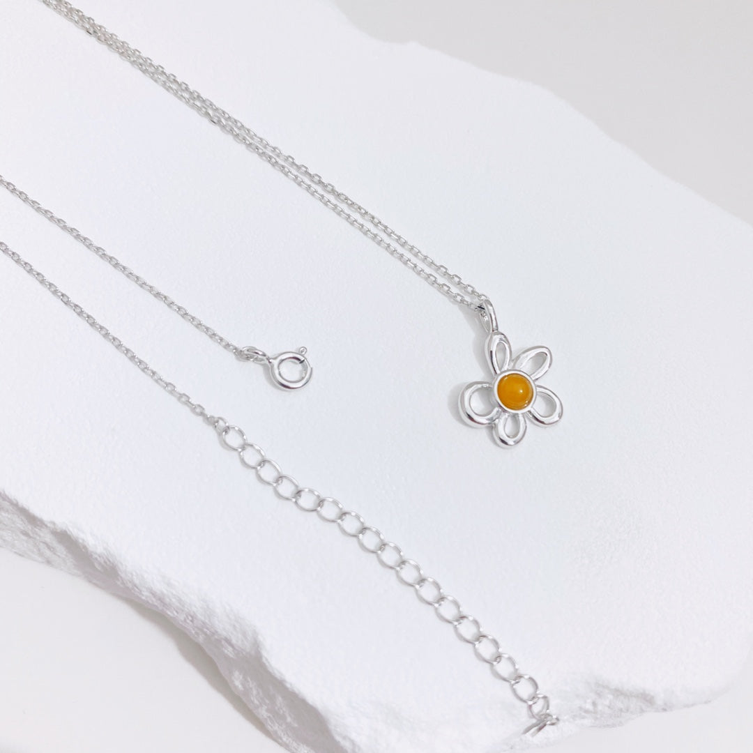Amber Flower Necklace — Amber, Sterling Silver & 18K Gold Vermeil | SENLORE