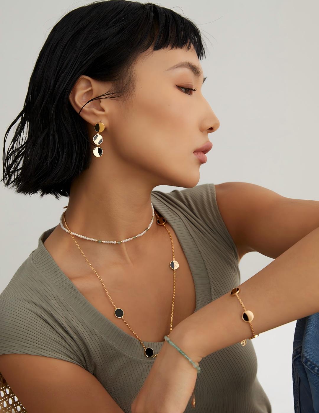 Agate Long Chain Necklace — 18K Gold Vermeil, agate | SENLORE