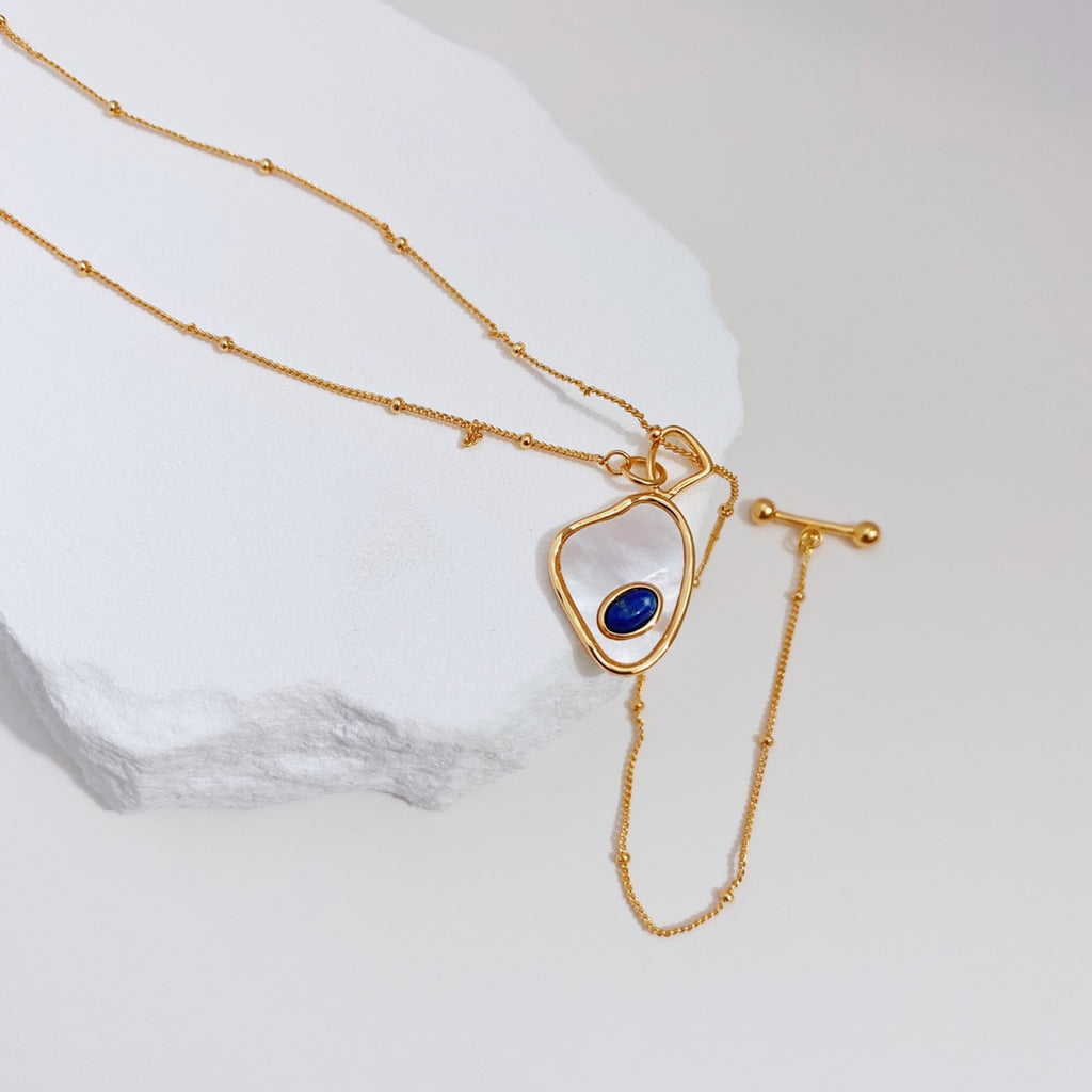 Mother-of-Pearl Lapis Necklace — Mother-of-Pearl, Lapis & 18K Gold Vermeil | SENLORE