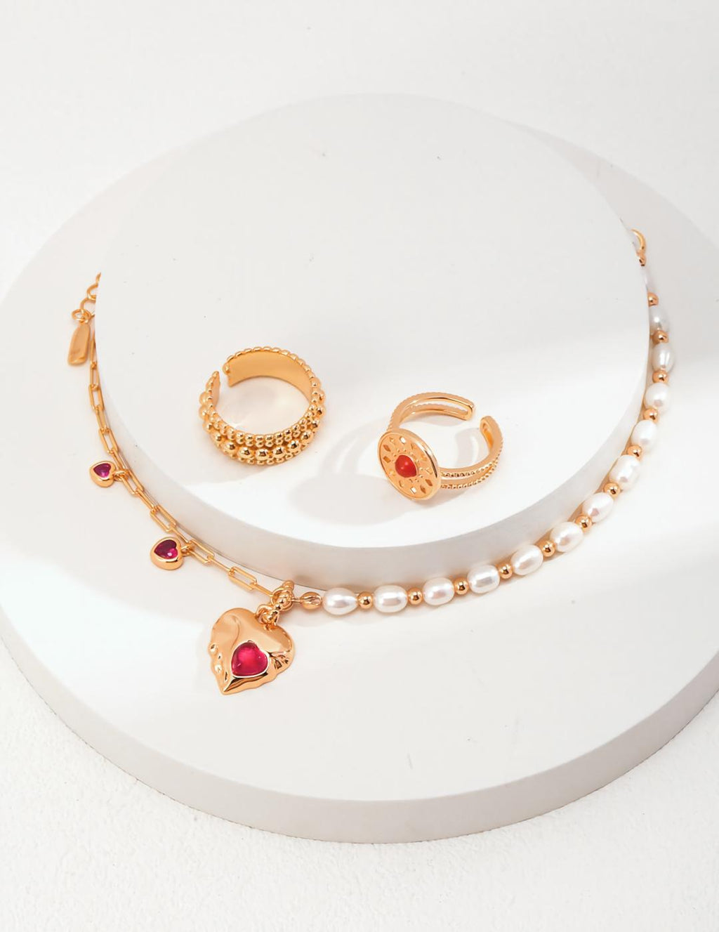 Pearl Ruby Necklace — 18K Gold Vermeil, natural pearl, ruby | SENLORE