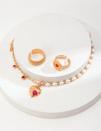 Pearl Ruby Necklace — 18K Gold Vermeil, natural pearl, ruby | SENLORE