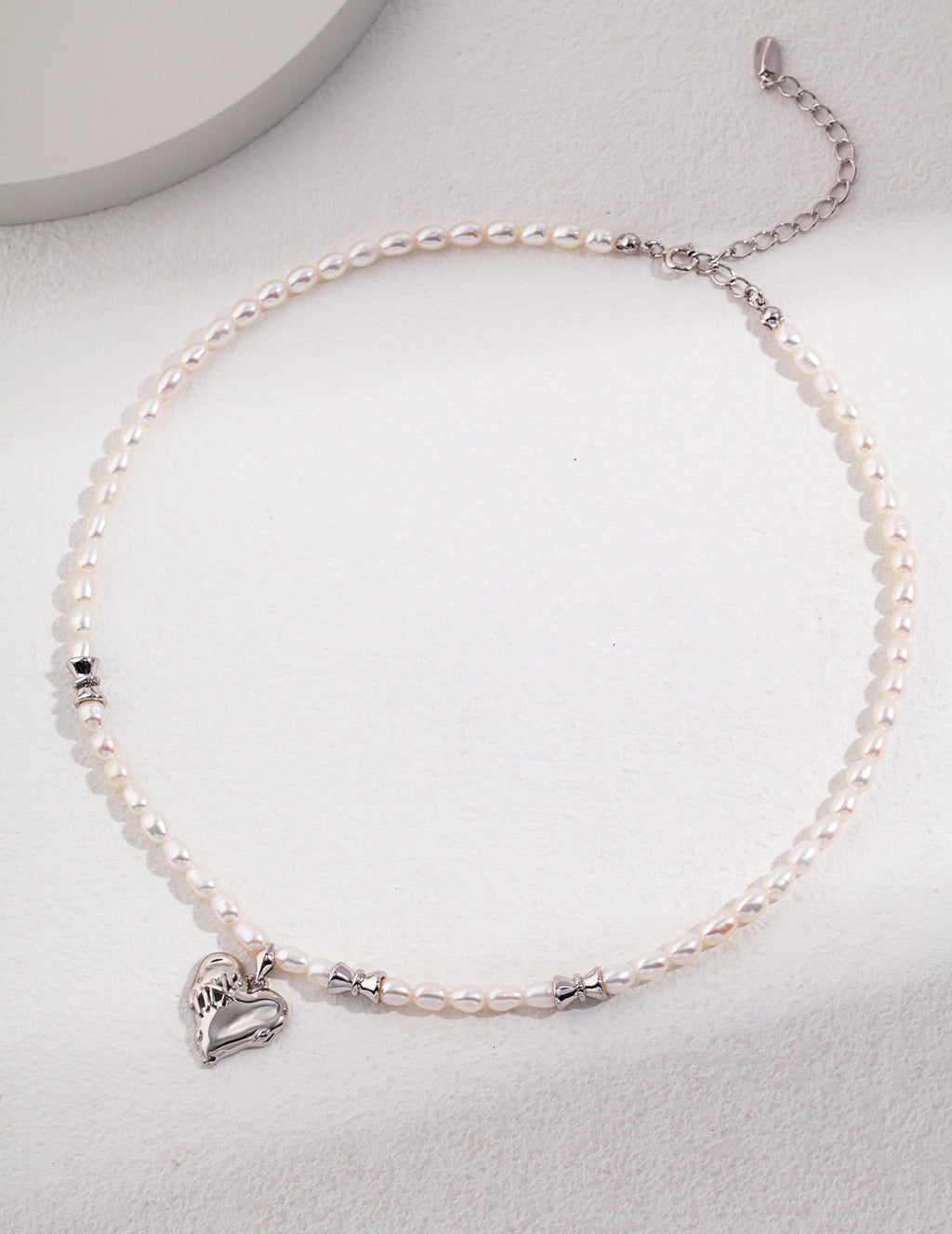 Textured Heart Pearl Necklace — Sterling Silver, 18K Gold Vermeil, natural freshwater pearl | SENLORE