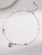Textured Heart Pearl Necklace — Sterling Silver, 18K Gold Vermeil, natural freshwater pearl | SENLORE