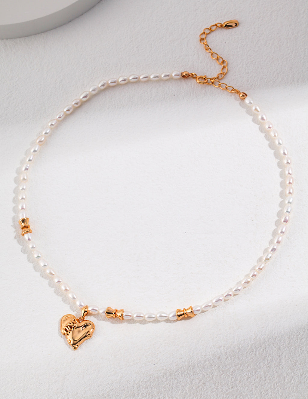 Textured Heart Pearl Necklace — Sterling Silver, 18K Gold Vermeil, natural freshwater pearl | SENLORE