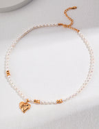 Textured Heart Pearl Necklace — Sterling Silver, 18K Gold Vermeil, natural freshwater pearl | SENLORE