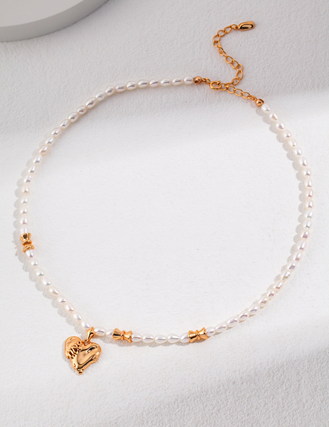 Textured Heart Pearl Necklace — Sterling Silver, 18K Gold Vermeil, natural freshwater pearl | SENLORE