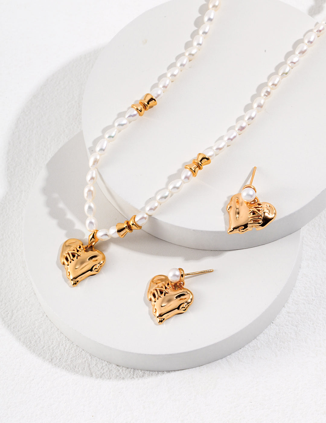 Textured Heart Pearl Necklace — Sterling Silver, 18K Gold Vermeil, natural freshwater pearl | SENLORE